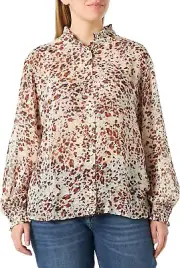 BOSS Women Button Down Chiffon Blouse Long Sleeves Multicolor - Size 4 / 26