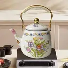 Enamel Tea Kettle 3.3L Floral Teapot for Party Restaurant Boiling Water