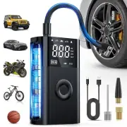 Rechargeable Cordless Air Compressor – Digital 12V Tire Inflator with LED Light