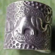 Thai Elephant handmade ring Karen hill tribe pure Silver Size 12 X Adjustable.
