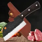 Meat Cleaver Knife Kitchen Butcher Slicing Chopping Forged Steel Wood Handle Cut