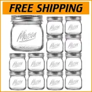 12PCS 16oz Wide Mouth Mason Jars with Airtight Lids for Food Storage & Canning