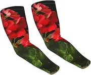 [FHEDVBN] Red geraniums Arm Sleeves Compression Arm Covers for Men Women Outdoor Sun Sleeves Cooling Sports Sleeve, Black