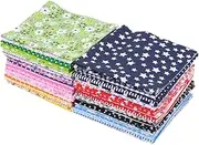Fxvhojq 56Pcs Cotton Fabric 25x25cm DIY Craft Precut Quilting Material 8 Colors Soft Bundles for Sewing Arts & Crafts