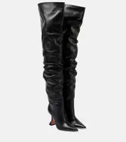 [Amina Muaddi] Amina Muaddi Olivia 95 leather over-the-knee boots AU 6 black