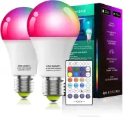 Smart Light Bulbs 2Pack with Remote, Work with Alexa Google Home, Wifi & Bluetoo
