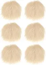 uxcell 6-Pack Faux Fur Pom Poms, 1.2 Inch/ 3.1 cm Soft Fluffy Pompoms Balls with Elastic Loop for Hats/Bags/Keychains/Knitting Accessories/DIY Crafts [Beige]