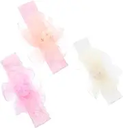 [Abaodam] Baby Floral Lace Headband Set 3 Adorable Elastic Hair Accessories Headwear for Boys and Girls