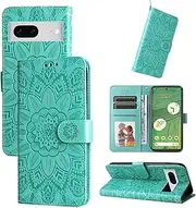 Compatible with Google Pixel 7 5G Cover,Compatible with Google Pixel 7 5G [TPU+PU Leather] Card Slot Flip Kickstand Case Green