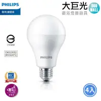 在飛比找momo購物網優惠-【Philips 飛利浦】14W LED高亮度燈泡 4入(白