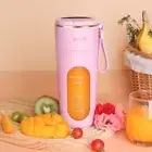 Pink Portable Mini Blender - White USB Rechargeable Personal Juicer with Straw G