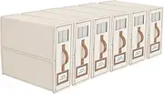 BigPonPon 6 Pack Bed Sheets Organizers And Storage (King Size),Foldable Sheet Organizer With Handle For Linen Closet,Bedding Organizer Storage For Sheets, Duvet Cover (Beige)