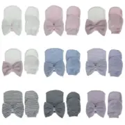 Baby Anti Scratching Gloves Big Bow Hat Set for Scratch Mittens K
