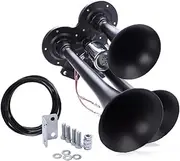 Loud Sound 600DB Horn Train Air Horn 3 Trumpets Black for Truck/Car/SUV 12V/24V