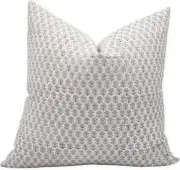 Handcraft Block Print 22X22 Throw Pure Linen with Hidden Zipper Pillowcase Cushi