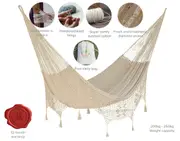Outdoor undercover cotton Mayan Legacy hammock with hand crocheted tassels Queen Size Marble Colour