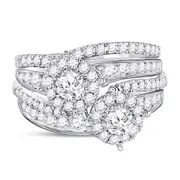 14k White Gold Round Diamond Bridal Wedding Ring Set 1-3/4 Ctw (Certified)