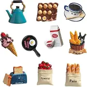 Yharnamite 10 Pcs Whimsical Food-Themed Refrigerator Magnets, Resin Material, Cute & Funny Kitchen & Office Decor