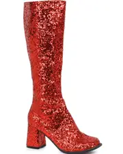 Red Glitter Go Go Womens Boots