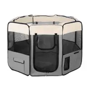 YES4PETS Small Grey Soft Pet Dog Playpen