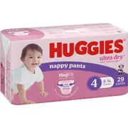 Huggies Ultra Dry Nappy Pants Girls Size 4 (9-14kg) 29 pack