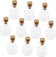 PRETYZOOM 20pcs Small Glass Wish Jars with Cork Cubic Shaped Bottles for DIY Crafts Home Decor and present Ideas for Potpourri and Creative Projects
