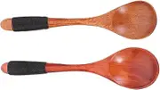 HEALEEP Wooden Soup Spoon Long Handle Spoons for Mixing Stirring Serving Japanese Style Kitchen Utensils for Daily Use for Soup Rice