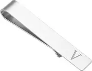 [uxcell] Initial Tie Clip for Men, Stainless Steel Letter V Alphabet Necktie Bar Pinch Clips 26 Letters A-Z with Gift Box for Regular Ties Wedding Father's Day, Silver Tone