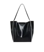 Black leather Cresta N/S tote bag One size black