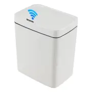 15 L Motion Sensor Plastic Garbage Can with Lid Automatic Garbage Bin White 1...
