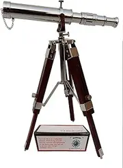 Vintage Nickel Plated Brass Telescope on Tripod / Chrome Desktop Telescope Home Decor Table Accessory Nautical Telescope for Marine and Outdoor Adventures