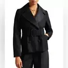 NWT Ted Baker Hadleya Coat Wool Cashmere Belted Double Breasted size 2 Pea