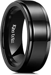 King Will 8mm Black High Polish Spinner Ring Stainless Steel Fidget Ring Anxiety Ring For Men Women