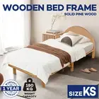 Wood Bed Frame King Single Solid Pine Wooden Base Platform Bed Round Bedhead Oak