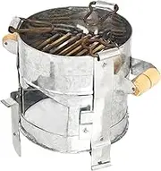 Sigdi indias First Iron Sigadi With Smooth Edges, Strong Stand With Vertical Support Strong Riveted Rods, Wooden Handle, Angeethi Chulha Heater Wood Stove for Cooking and Outdoor Parties