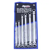 SP Tools Extra Long 6 Piece Flex Head Double Gear Drive Ring Spanner Set Metric