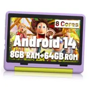 Kids Tablet｜Upgraded Android 14 Tablet 10 inch for Kids with 10.1 Inch Purple
