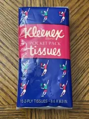 KLEENEX Pocket Pack Tissues Tennis Motif Packing NIP Sealed! Vintage 1987 VTG