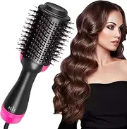 [Baseau] Hot Air Brush, One Step Hair Dryer & Volumizer Hair Dryer & Volumizing Styler Comb 4-in-1 Negative Ion Straightening Brush Salon Hair Straightener Brush Curler for All Hair Types (AU Plug)