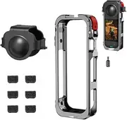 Metal Cage for Insta360 X5 - Tailored Fit Action Camera Rabbit Cage with Cold Shoe, 1/4 Screw Mounts & Base Interface - Expandable Horizontal Shooting Accessory