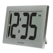 AcuRite 75102RM 9.5" Large Digital Clock with Intelli-Time Technology,Siliver,6-