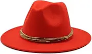 [Hcclijo] Vintage Retro Plain Dyed Wool Felt Women's Hats Flat Brim Fedora Hat Unisex Jazz Trilby