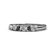 TriJewels Black & White Diamond Stackable Wedding Band Ring 14K Gold JP:106963