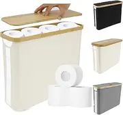 Toilet Paper Storage Basket, Large Capacity Toilet Paper Basket with Lid, Holds up to 12 Toilet Paper Roll, Foldable Toilet Paper Organizer Basket with Side Window for Bathroom Home (White)