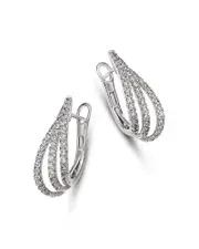 Bloomingdale's Fine Collection Diamond Pave Cut Triple Twist Oval Hoop Earrings in 14K White Gold, 1.1 tcw