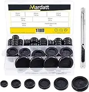 Mardatt 53 Pcs 6 Sizes Rubber Grommet Set, 16-38mm Double Sided Round Round Electrical Wire Gasket with Storage Box and Knife, Solid Ring Gasket Rubber for Cable Firewall Hole Plug Auto