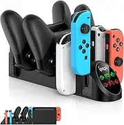 Charging Dock Compatible with Nintendo Switch Pro Controllers and for Joy Cons & OLED Model for Joycon,Multifunction Charger Stand for Switch with 2 USB 2.0 Plug and 2.0 Ports