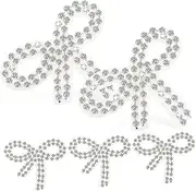 Hohopeti Rhinestone Bow Iron Appliques Embellishment Patches for Clothing Shiny Decorative Knots Trim for Hats