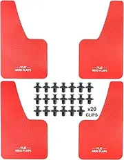XUKEY 4pcs Red Universal Mudflaps for Car SUV Van Hatchback UTV ATV Front Rear Mud Flaps Splash Guards Fender Flares Mudguard with Hardware 14.17''x 8.27''("R.S MUD Flaps Logo)