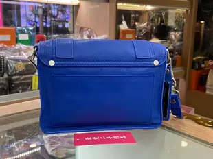 ☆最愛二手精品☆ Proenza Schouler PS1 Mini 迷你閃電藍全皮銀釦翻蓋方型肩背包斜背包 C2034